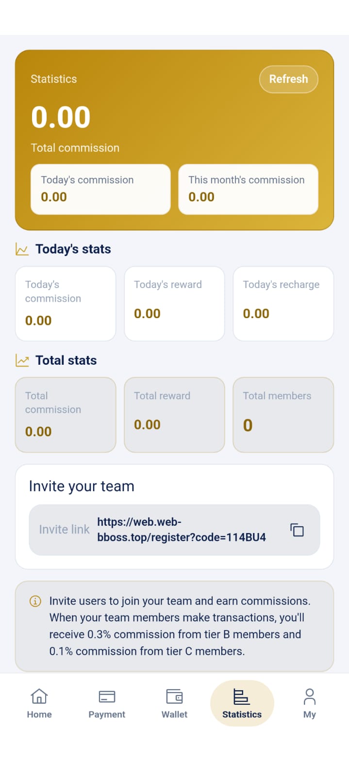 Bosspay App account features screenshot